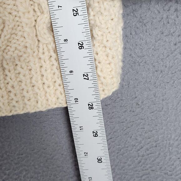 Vintage Barnas Mor Cardigan Sweater Womens XL Ivory Wool Irish Aran Cable 80s - Picture 4 of 10